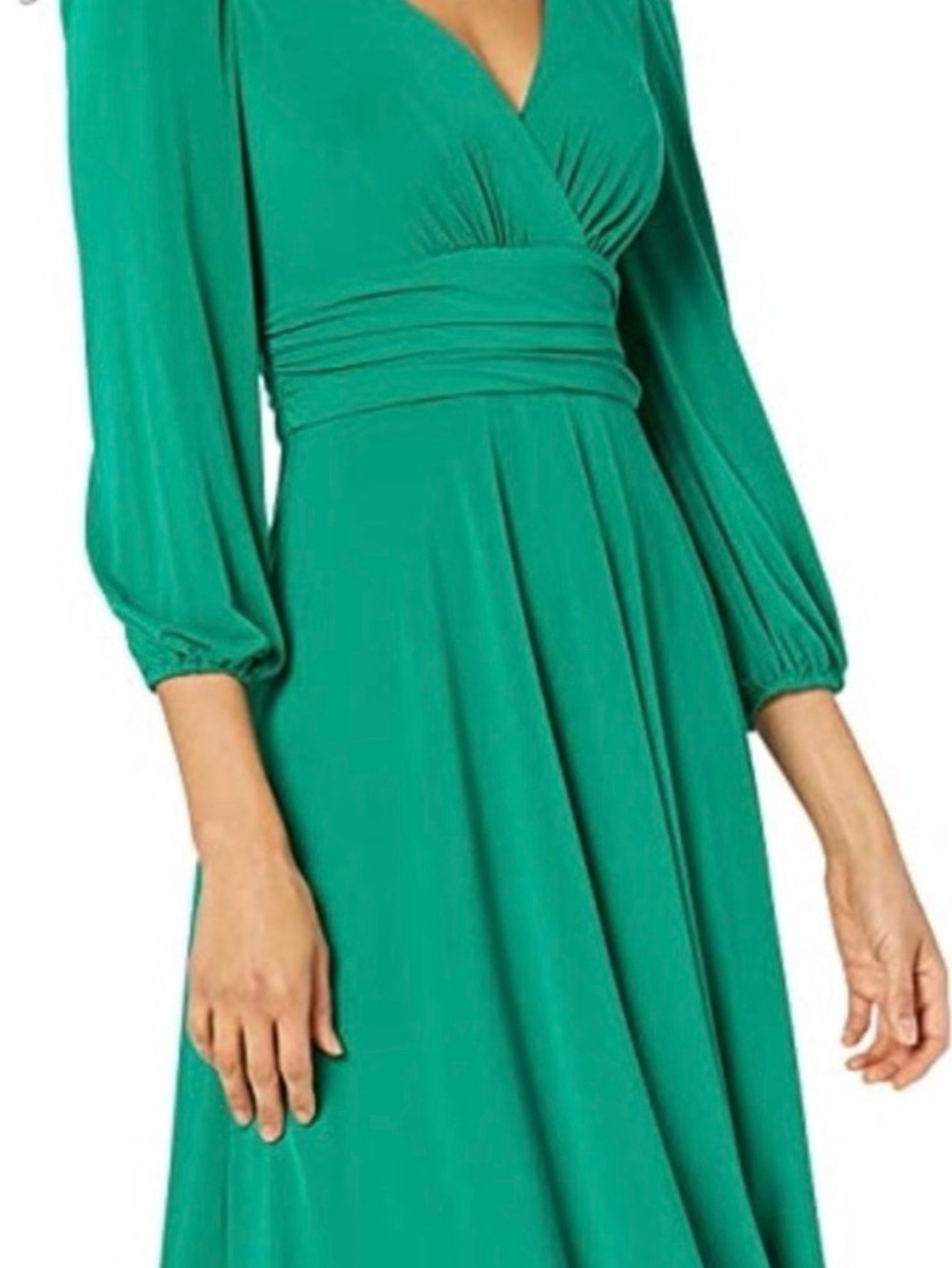 Eliza J Emerald Green V-Neck Long Sleeve Dress